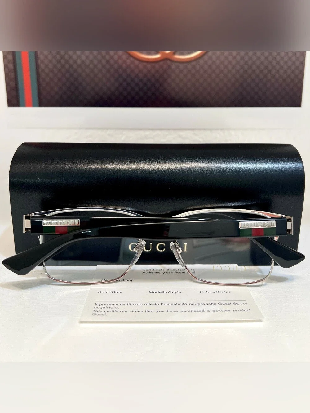 Gucci GG0750O 001 Black & Silver Eyeglasses